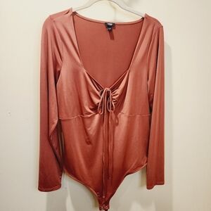 EXPRESS Body Contour Rust Long Sleeves Bodysuit Size XL